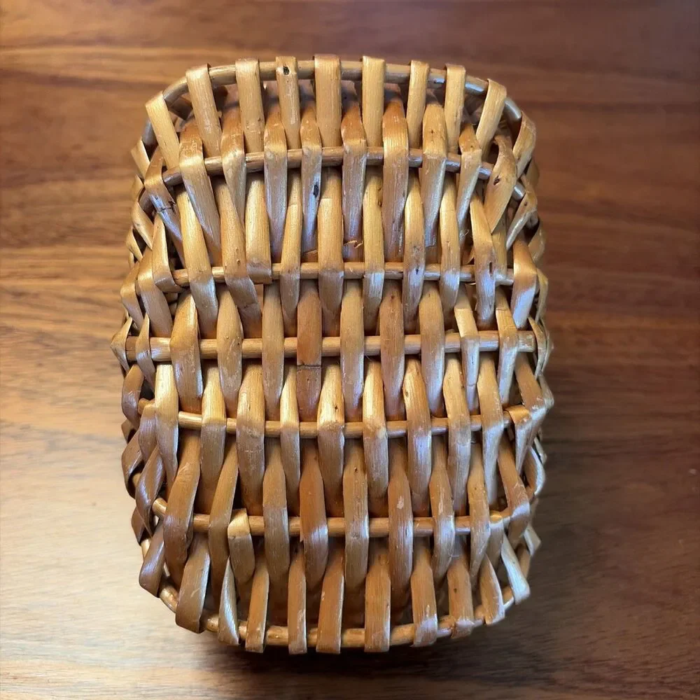 Vintage Butt Basket Gods Eye Hand Woven Primitive Egg Gathering 5 1/2